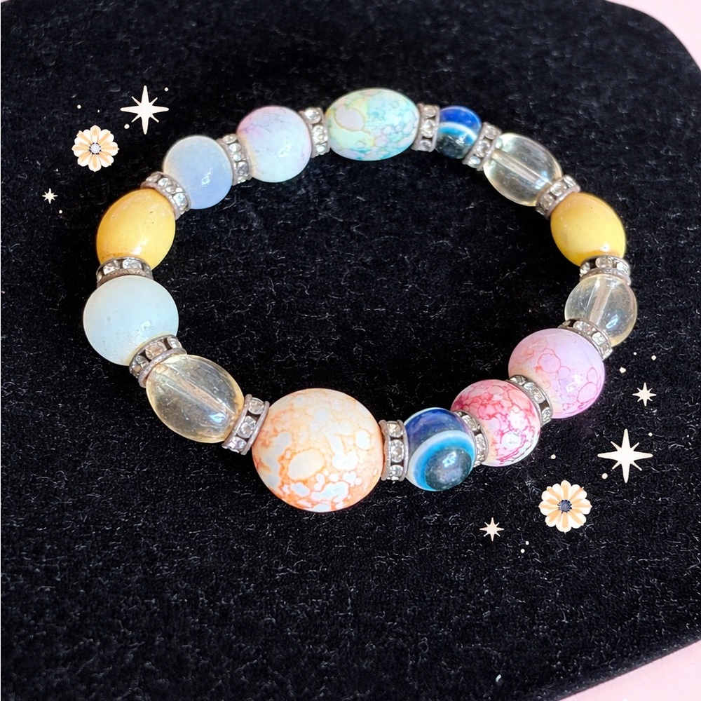 Colorful Multicolor Beaded Stretch Bracelet - Women’s Jewelry